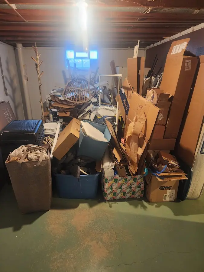 Roll-off dumpster container at job site for 4 Yard Dumpster Rental in Leacock